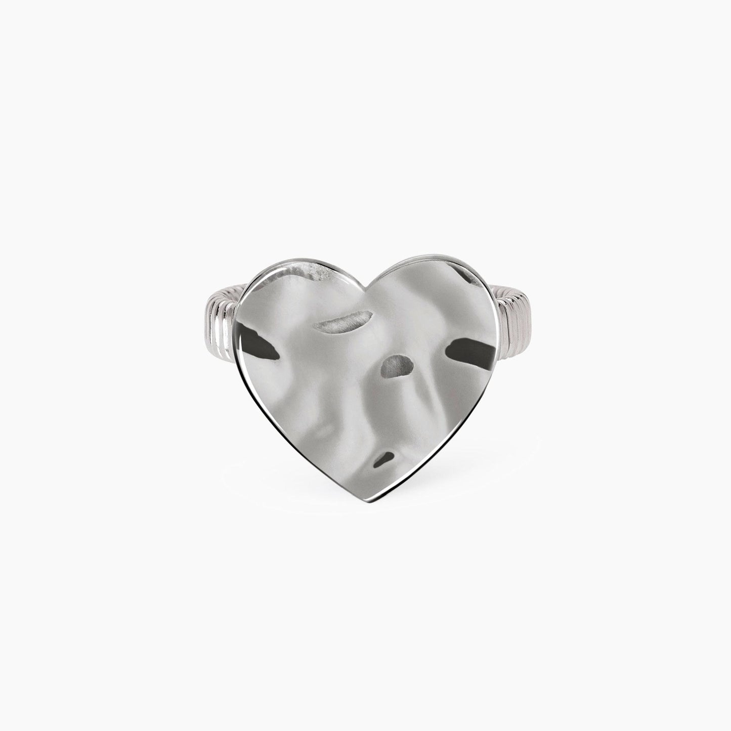 Anello tubogas con cuore effetto martellat
