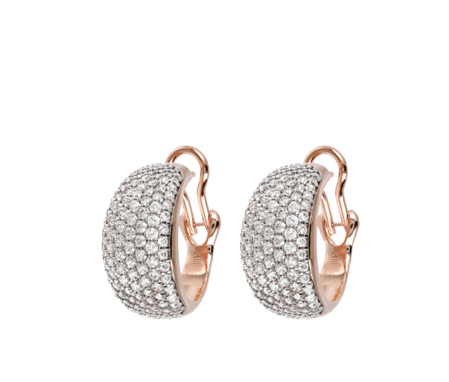 Orecchini a Cerchio Bombati con Pavé in Cubic Zirconia