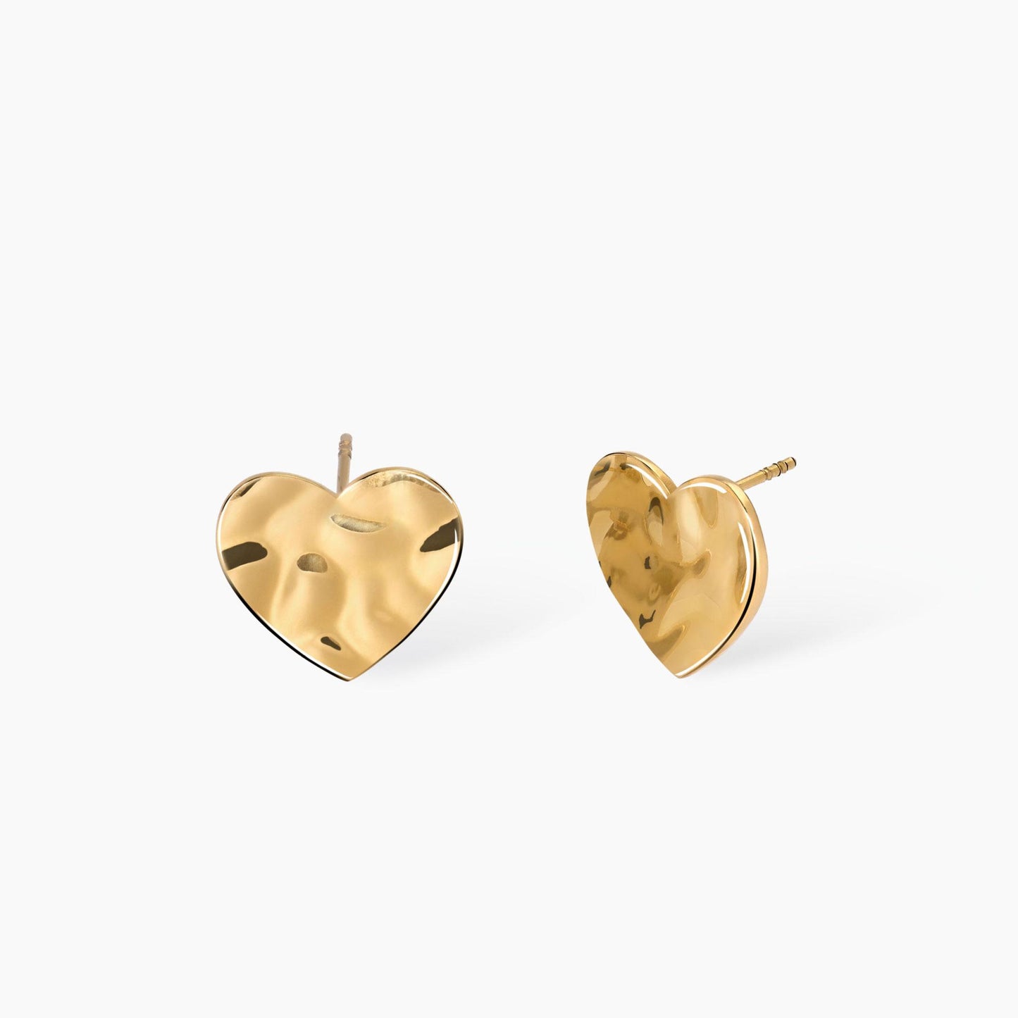 Orecchini cuore dorati effetto martellato