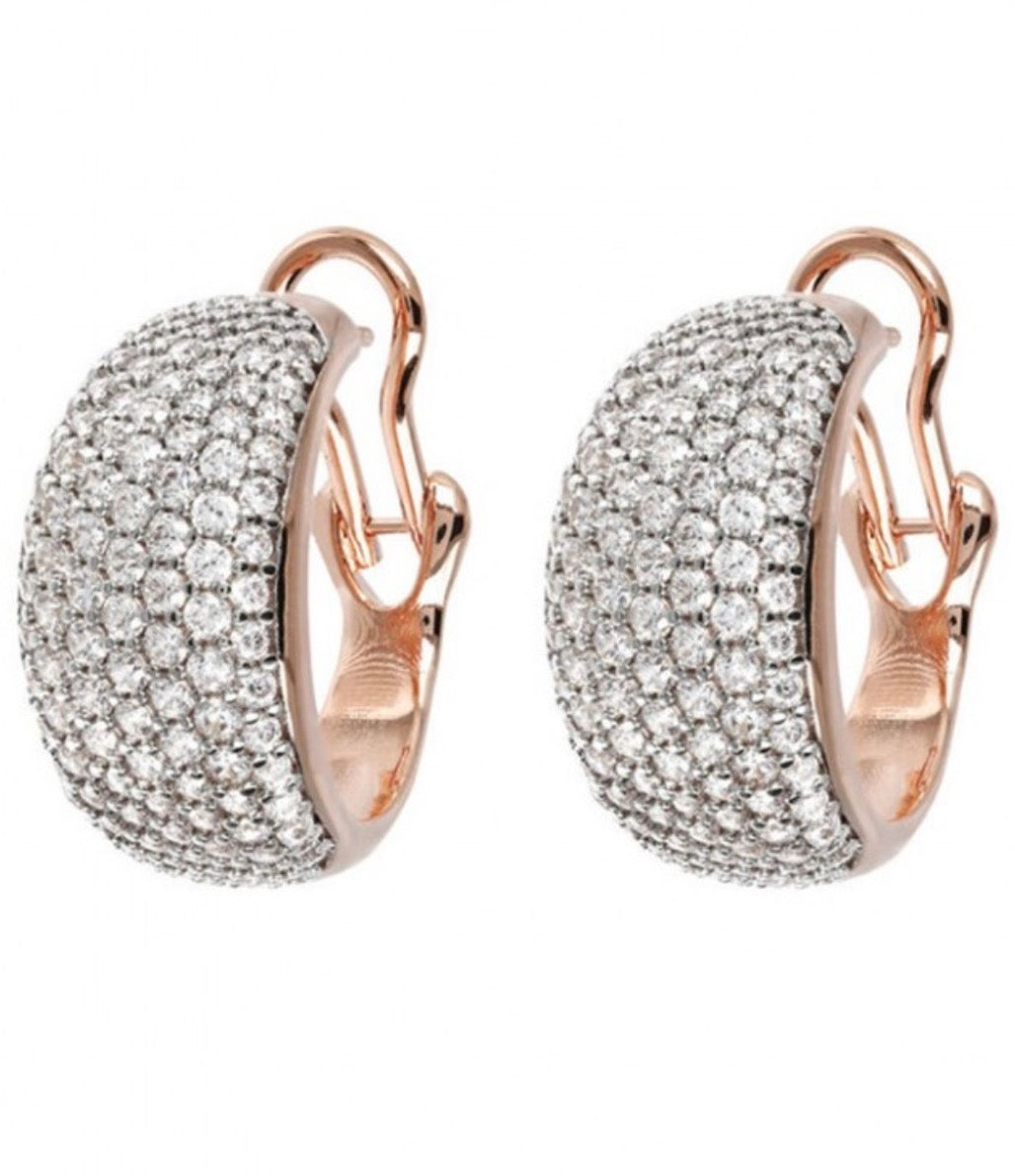 Orecchini Bronzallure da Donna - Altissima a Cerchio Bombati con Pavè di Cubic Zirconia