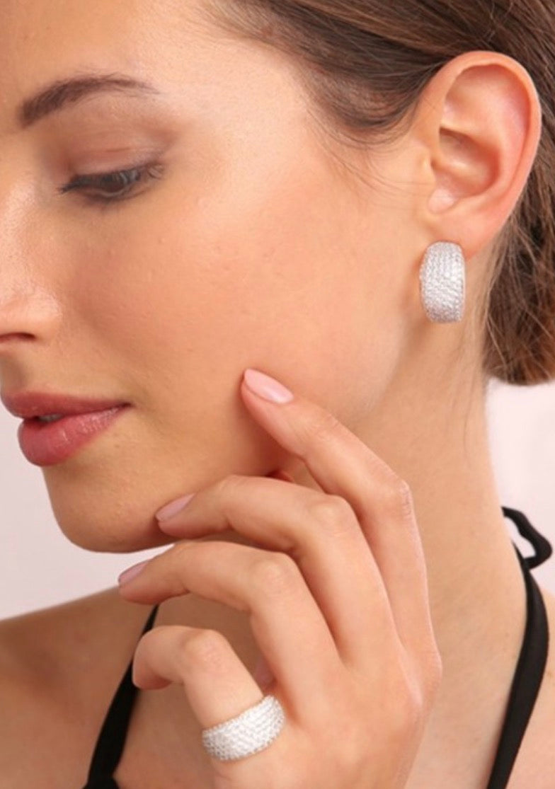 Orecchini Bronzallure da Donna - Altissima a Cerchio Bombati con Pavè di Cubic Zirconia