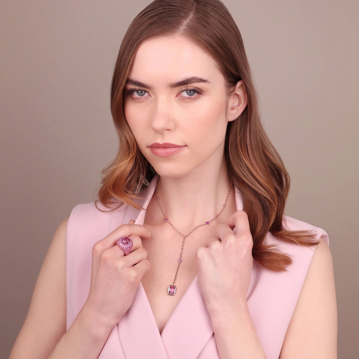 Collana a Cravatta con Prisma Gem Tonde e a Baguette