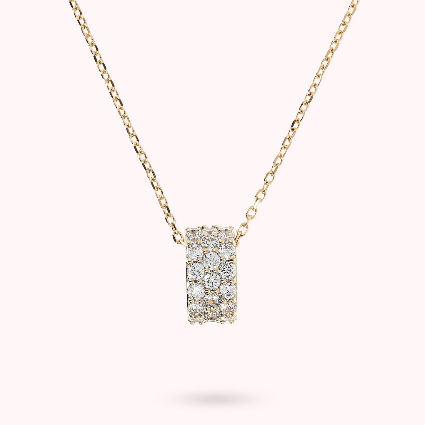 Collana Golden Catena Forzatina con Pendente Pavé
