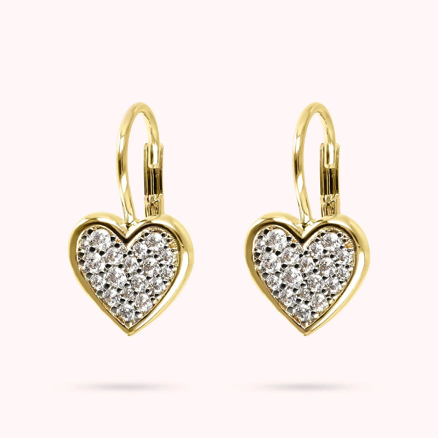 Orecchini Pendenti Golden con Cuore in Cubic Zirconia